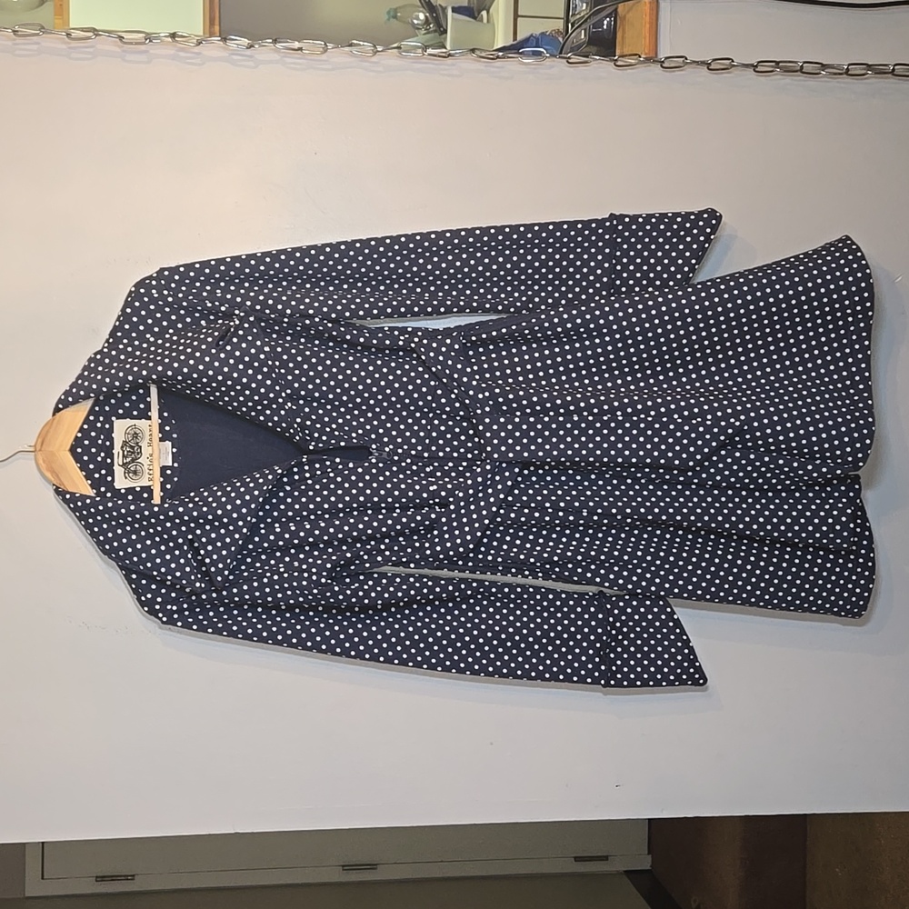 Effie's Heart Navy Polka Dot Trench with Red Lining - Picture 3 of 11
